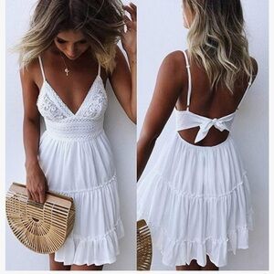 Chic White Backless Summer Dress